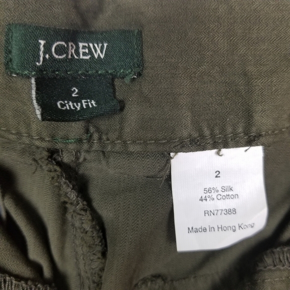 J. Crew City Fit Olive Green Silk Blend Convertible Pants Women's Size 2 - Picture 7 of 8